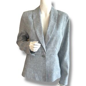 CAbi Heather Blue Beachwalk Linen Blend Tailored Blazer. Women’s Size 8